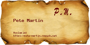 Pete Martin névjegykártya